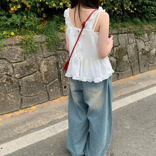 (Can be worn front or back) Layered Ribbon Prill Bustier Blouse