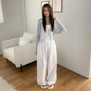 [5 colors] Sheer knit lightweight summer V-neck cardigan