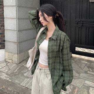 Vintage-style oversized check shirt