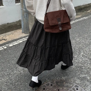 Frilled check tiered skirt