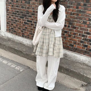 Checked layered mini dress