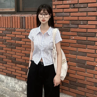 Striped short-sleeved shirt