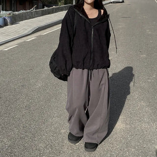 Fleece corduroy fur parka