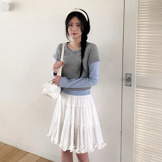 Chiffon tiered ruffle midi skirt