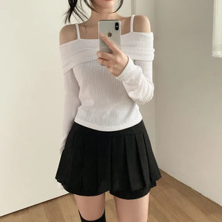Pleated A-line mini skirt