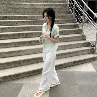 Oversized striped sheer roll-up shirt
