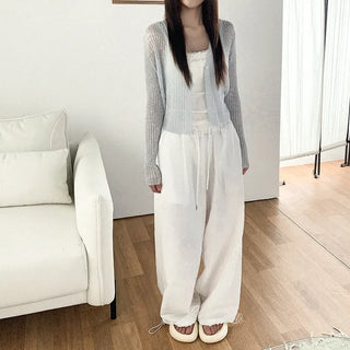 [5 colors] Sheer knit lightweight summer V-neck cardigan