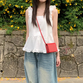 (Can be worn front or back) Layered Ribbon Prill Bustier Blouse