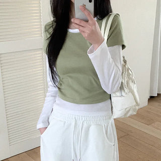 Slim-fit layered inner long-sleeve T-shirt