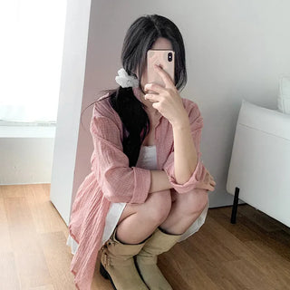 Lightweight, oversized checkered summer shirt cardigan