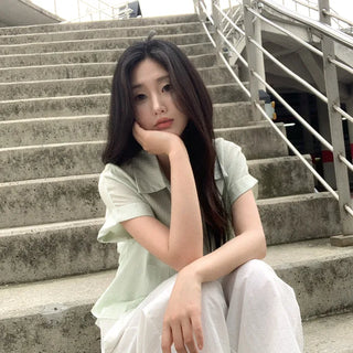 Oversized striped sheer roll-up shirt