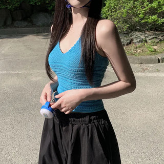 [4 colors] Halter neck summer knit tank