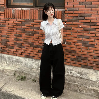 Striped short-sleeved shirt