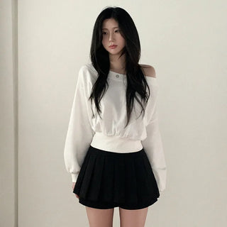 Pleated A-line mini skirt