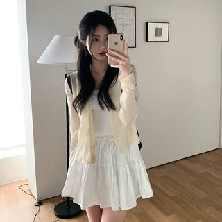 [5 colors] See-through V-neck cardigan