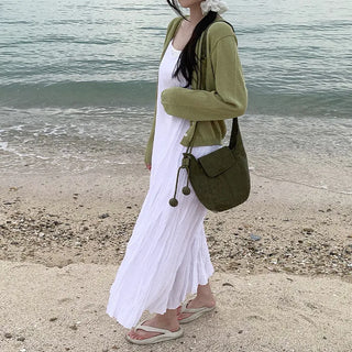 [2 colors] Oversized Chiffon Camisole Bustier Summer Maxi Long Dress