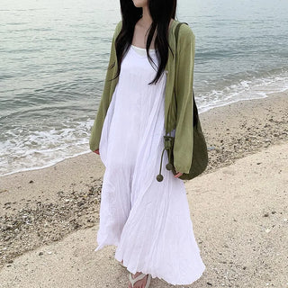 [4 colors] Sun protection sheer lightweight V-neck summer cardigan
