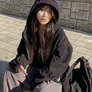 Fleece corduroy fur parka