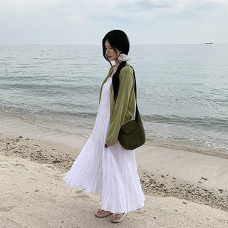 [2 colors] Oversized Chiffon Camisole Bustier Summer Maxi Long Dress