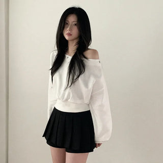 Pleated A-line mini skirt