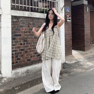 Checked layered mini dress