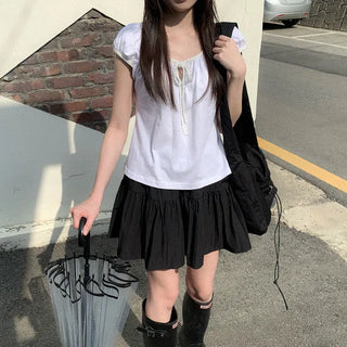 [4 colors] Tiered Skirt Mini Skirt