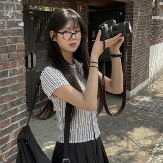 Striped short-sleeved shirt