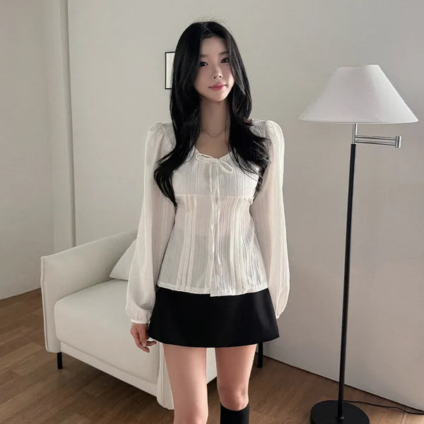 Frill puff blouse