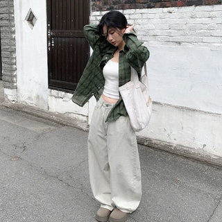 Vintage-style oversized check shirt