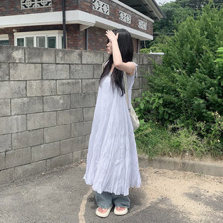 [2 colors] Oversized Chiffon Camisole Bustier Summer Maxi Long Dress