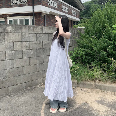 [2 colors] Oversized Chiffon Camisole Bustier Summer Maxi Long Dress