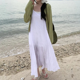 [4 colors] Sun protection sheer lightweight V-neck summer cardigan