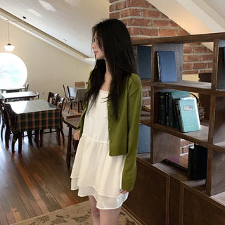 Chiffon tiered mini camisole dress