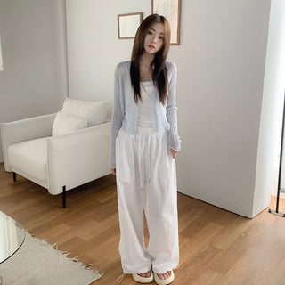 [5 colors] Sheer knit lightweight summer V-neck cardigan
