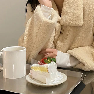 Boa quilted loose-fit short fur jacket