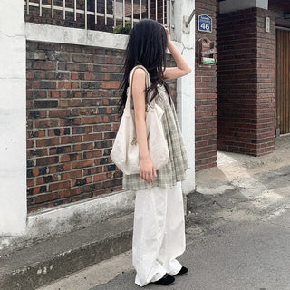 Checked layered mini dress