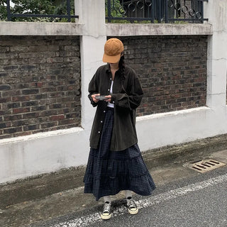 Frilled check tiered skirt