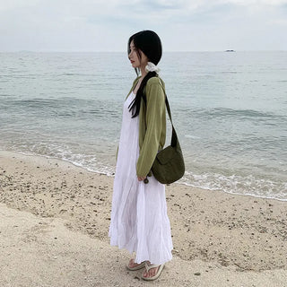 [2 colors] Oversized Chiffon Camisole Bustier Summer Maxi Long Dress