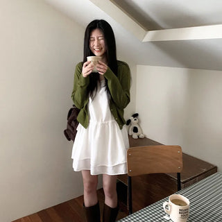Chiffon tiered mini camisole dress