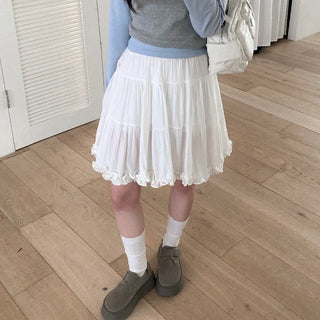 Chiffon tiered ruffle midi skirt