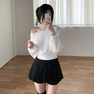 Pleated A-line mini skirt