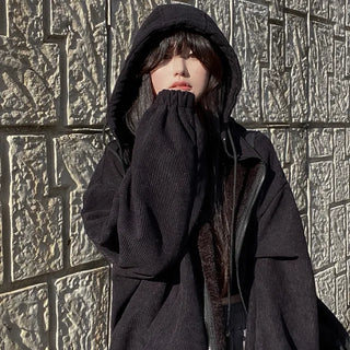 Fleece corduroy fur parka