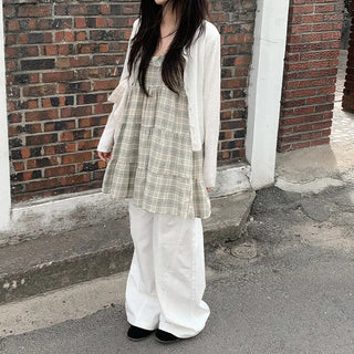 Checked layered mini dress