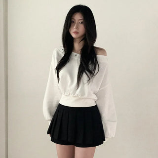Pleated A-line mini skirt