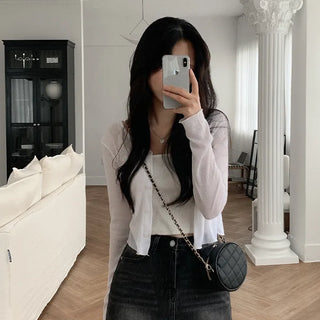 Cropped Layered Round Neck Cardigan
