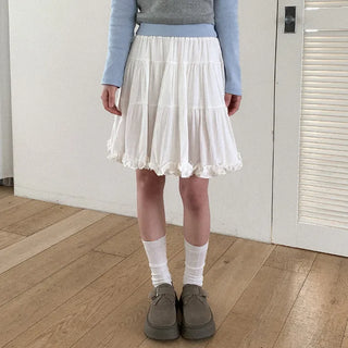 Chiffon tiered ruffle midi skirt