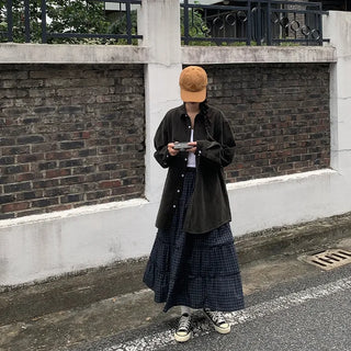 Frilled check tiered skirt
