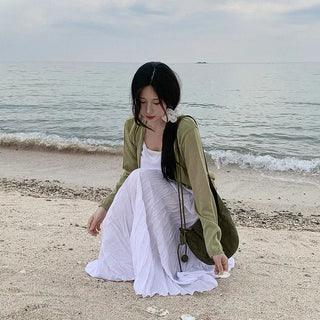 [4 colors] Sun protection sheer lightweight V-neck summer cardigan