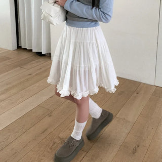 Chiffon tiered ruffle midi skirt