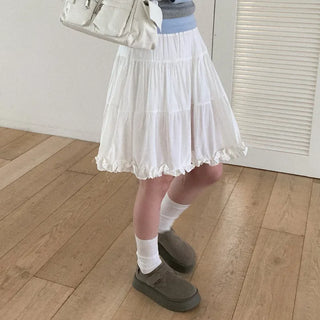 Chiffon tiered ruffle midi skirt